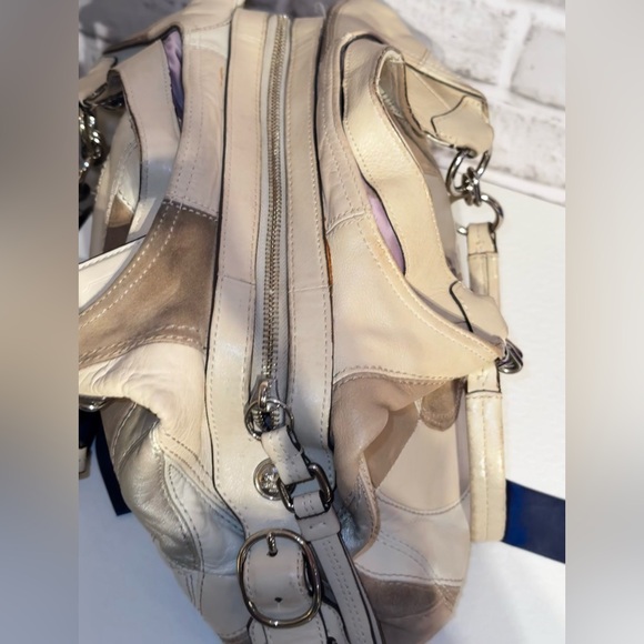 Coach Signature 16327 Mia Maggie Inlaid C Hobo Patchwork Leather Tan Brown - Picture 4 of 11